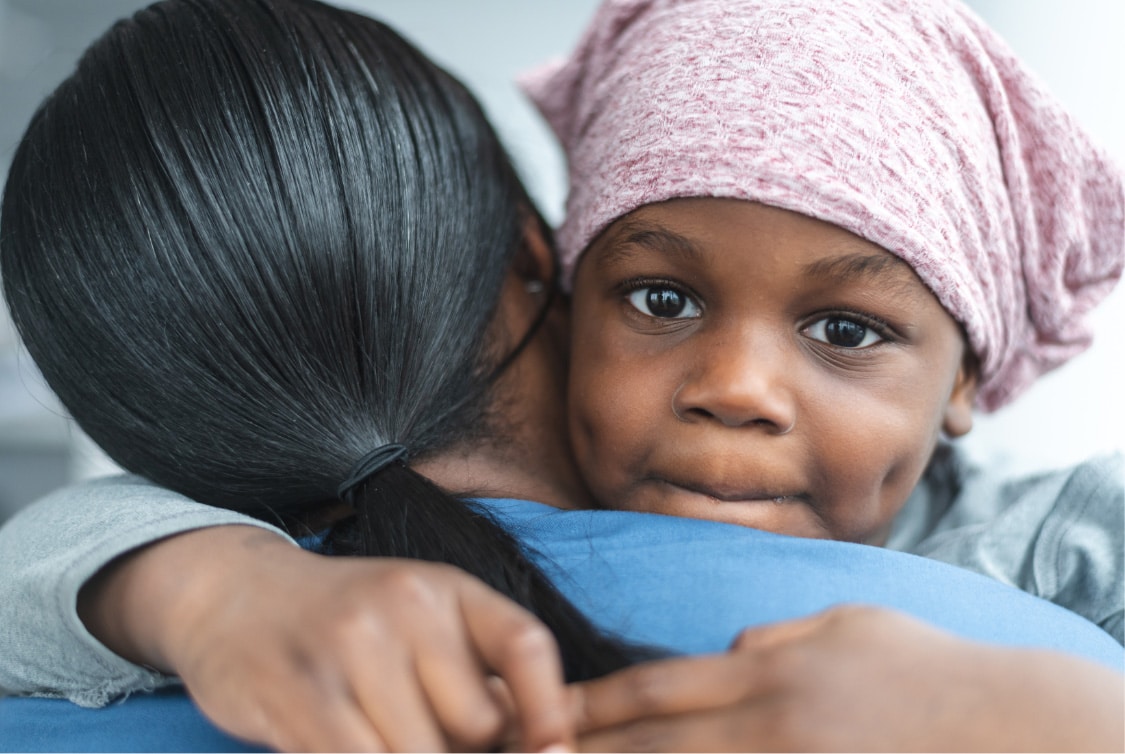 child hugging parent